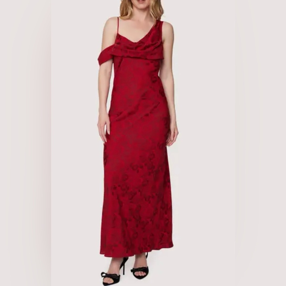 Lost + Wander One Shoulder Rouge Vine Maxi Dress Size Medium